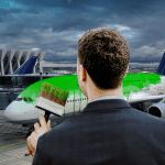 Man painting airplane green