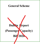 The cover page of the General Scheme of the Dublin Airport Passenger Capacity Bill with a red X over it.